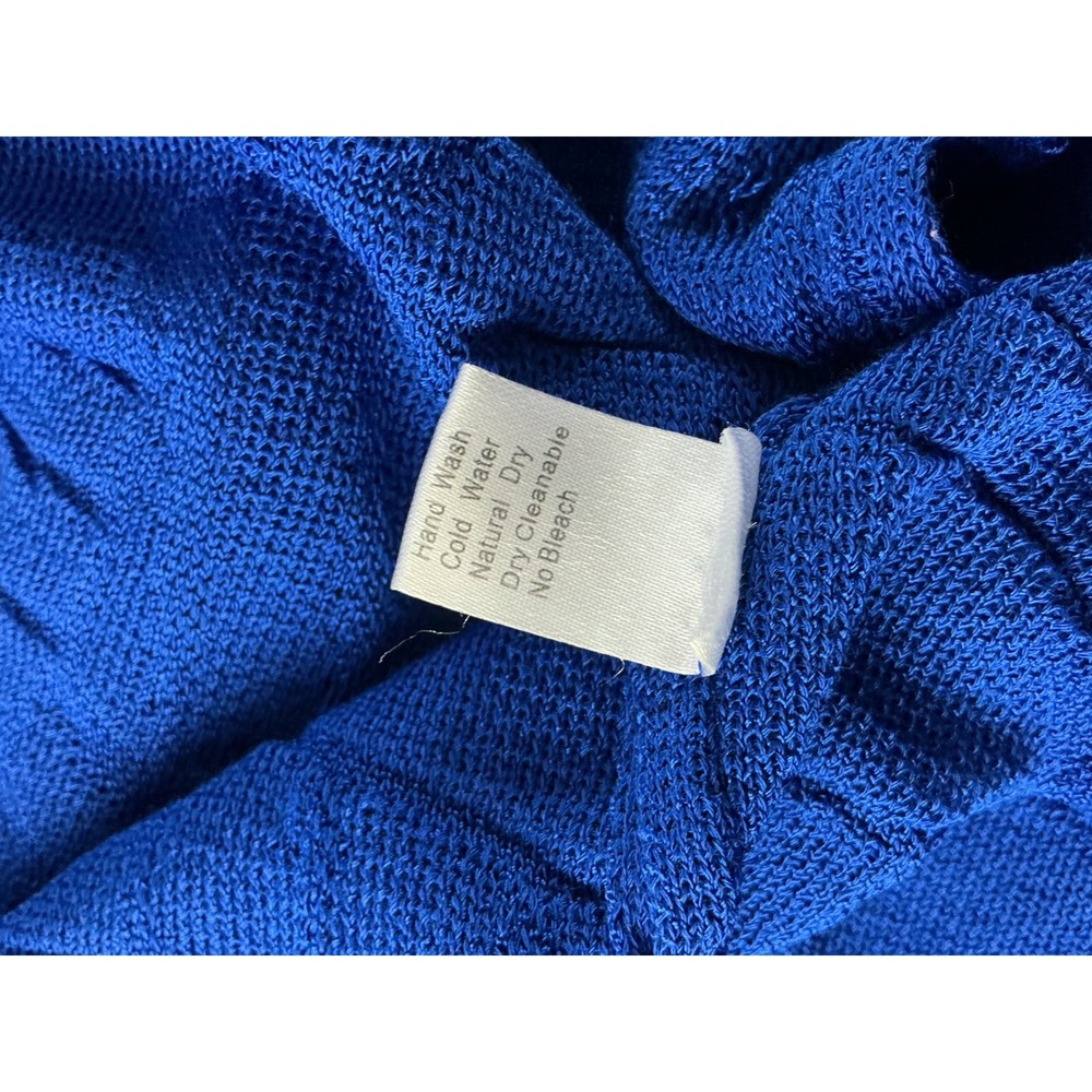 Ming Wang 2X Royal Blue Geometric Textured Studded Open Front Knit Cardigan - Picture 10 of 12